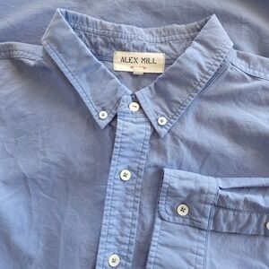 Alex Mill Utility Shirt Mens XXL Wash & Go Blue Long Sleeve Workwear Button Down